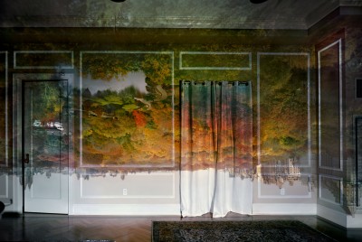 δωμάτιο στους τοίχους του οποίου εμφανίζονται εικόνες από δάση