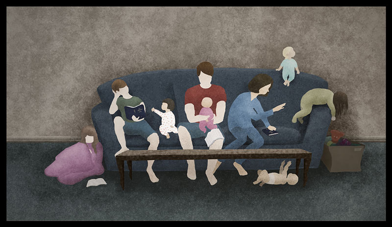 μία οικογένεια στον καναπέ
