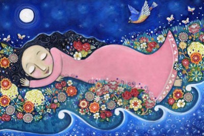 πίνακας με γυναικεία φιγούρα που κοιμάται και ονειρεύεται 