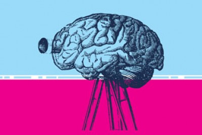 πίνακας που απεικονίζει εγκέφαλο σε βάση τηλεσκόπιου